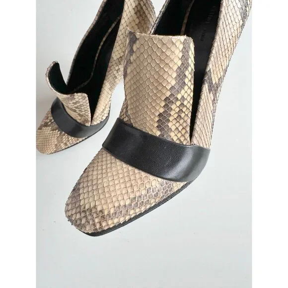 CELINE Phoebe Philo Snakeskin Black Leather High Heel Stiletto Pumps, Size 37.5 - Picture 7 of 16